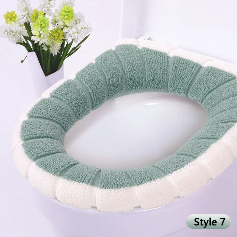 Универсальное теплое сиденье для туалета, накладки, моющаяся подушка, коврик, аксессуары для ванной комнаты, домашний декор - Цвет: Style 7