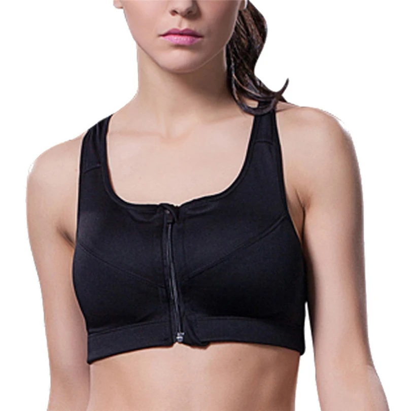 Zipper Sport Bra Push Up Sexy Underwear Women Fitness Workout Bra Running Padded Tops Vest Plus Size Encaje Mujer 30OCT21