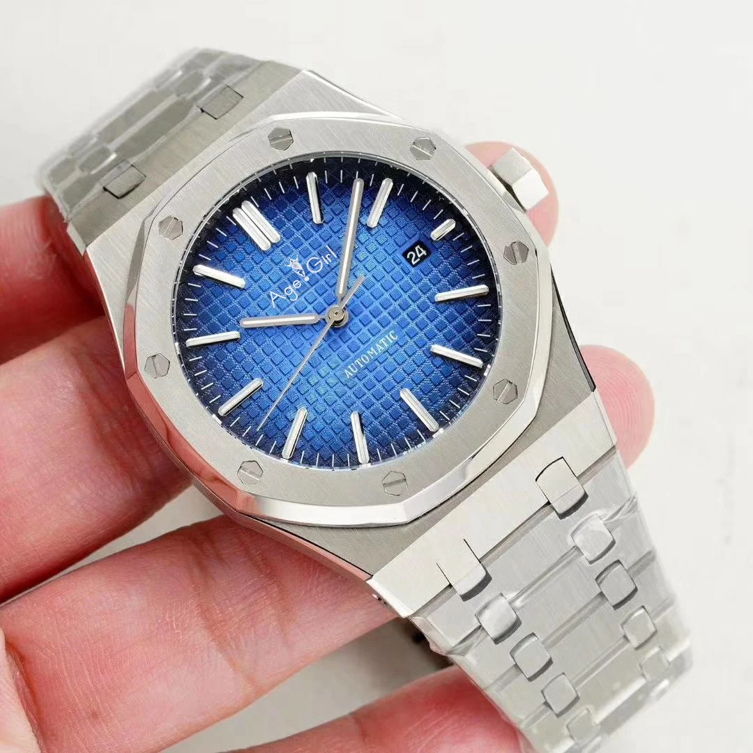 

Luxury Brand New Men Watch Stainless Steel Automatic Mechanical Sapphire Glass Back See Through Black Blue Grey AAA+