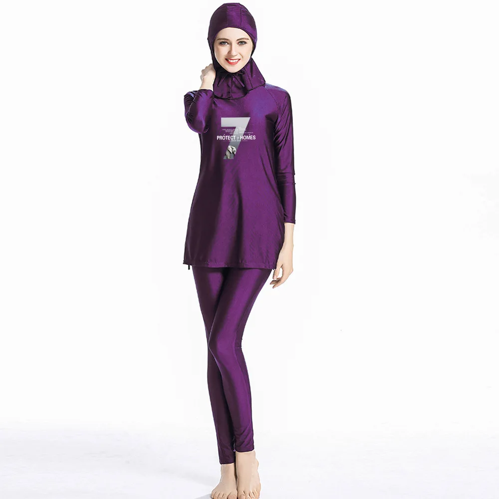 Цифровой гладильный Burkini хиджаб-Купальник для женщин с длинным рукавом консервативная одежда для плавания с принтом Borkini модные исламские купальные костюмы