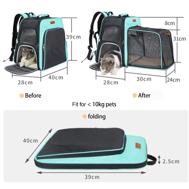 Открытый Pet Cat Carrier Рюкзак щенок Сумочка снаружи расширение складной дышащий Сетки кошки сумка собака переноска дорожная клетка