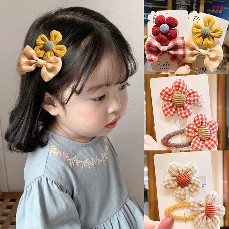 Pequeñas flores de pelo para niño niñas cuadros pelo accesorios pelo Clip broches para niños Bb Clip FIESTA DE Hairgrip