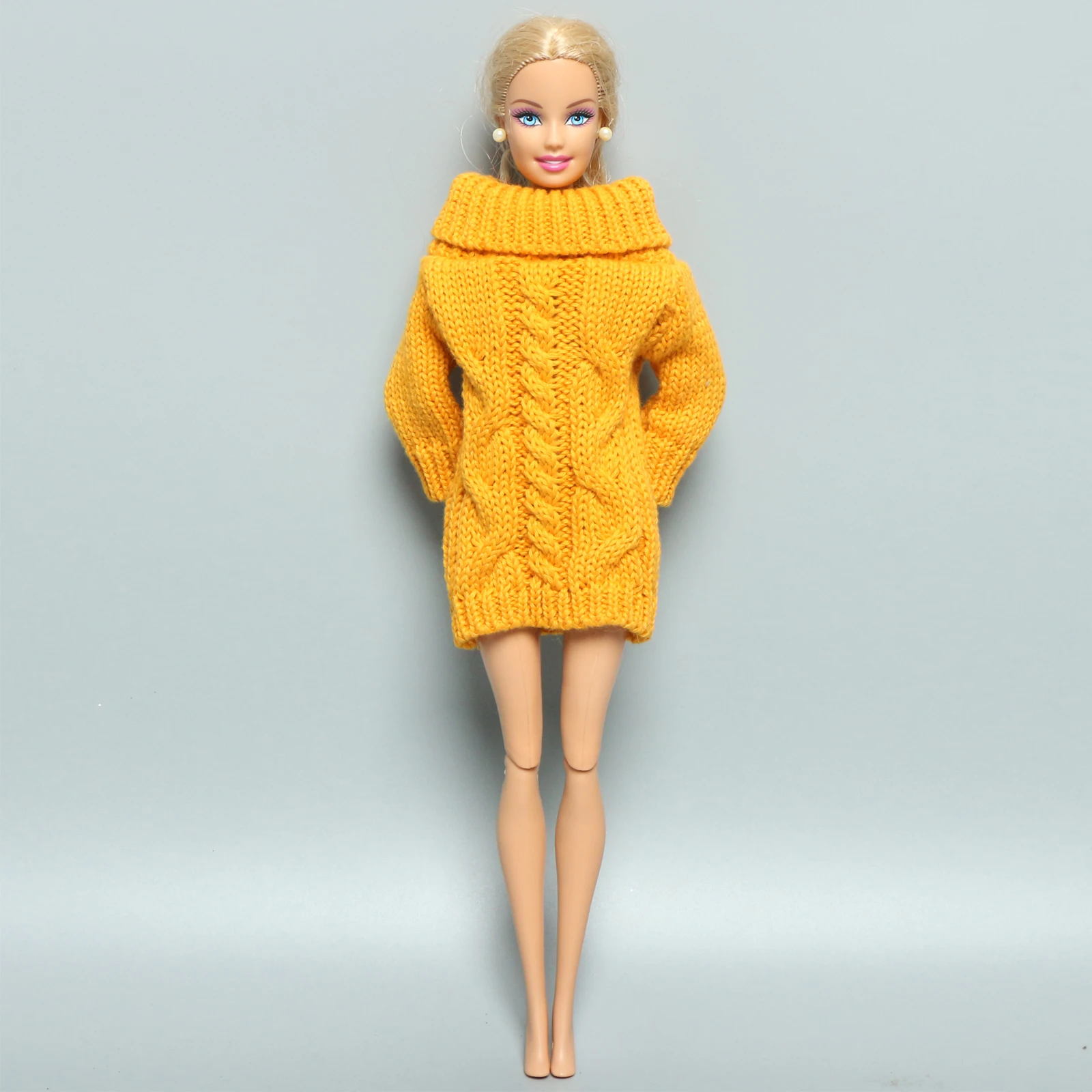 100% Handmade Doll Sweater for Barbie Doll Winter Party Wear Mixed Color Pink White Princess Doll Outfit Clothes Accessories 1/6
