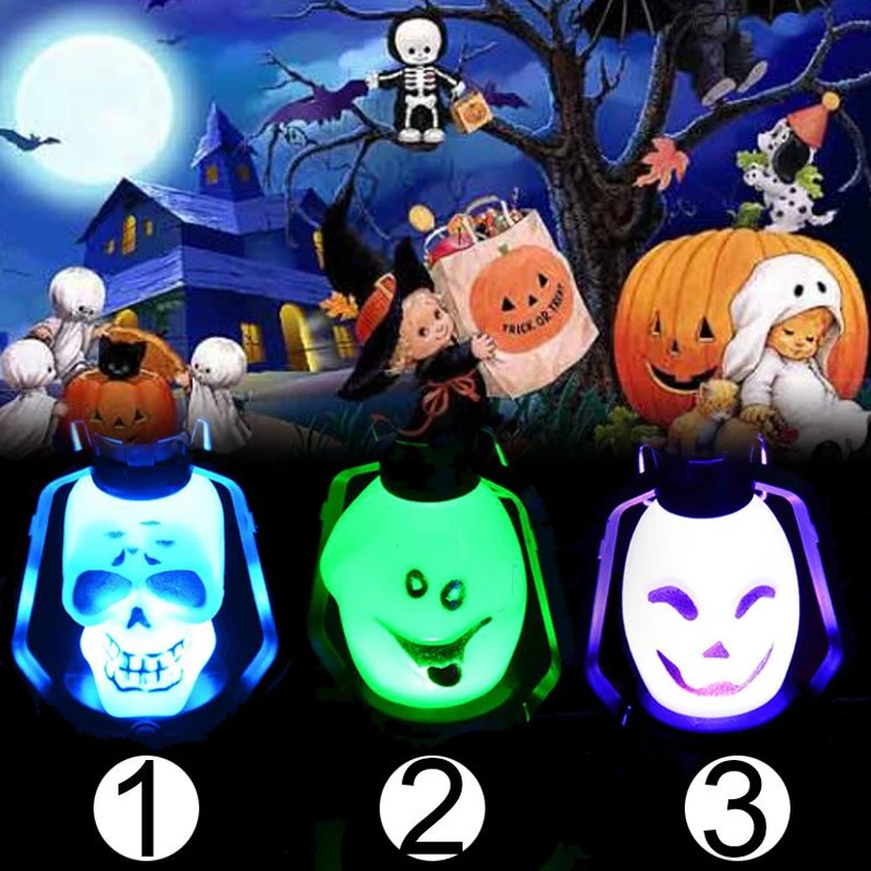Portable LED Luminous Skull Mini Night Light Lamp For Halloween Decoration