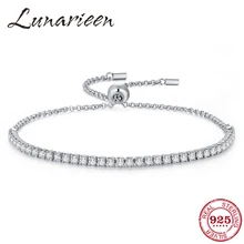 Подлинные 925 пробы серебряные регулируемые теннисные браслеты для женщин с кристаллами CZ ювелирные изделия подарок модный браслет