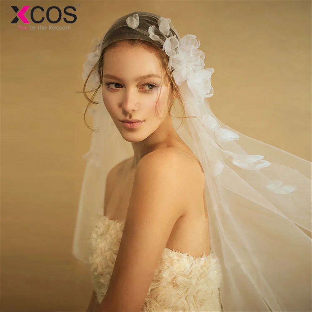 XCOS Фата, свадьба длина бедра 1,1 м вуаль один слой Белая Соборная вуаль свадебные аксессуары, фата Veu de Noiva