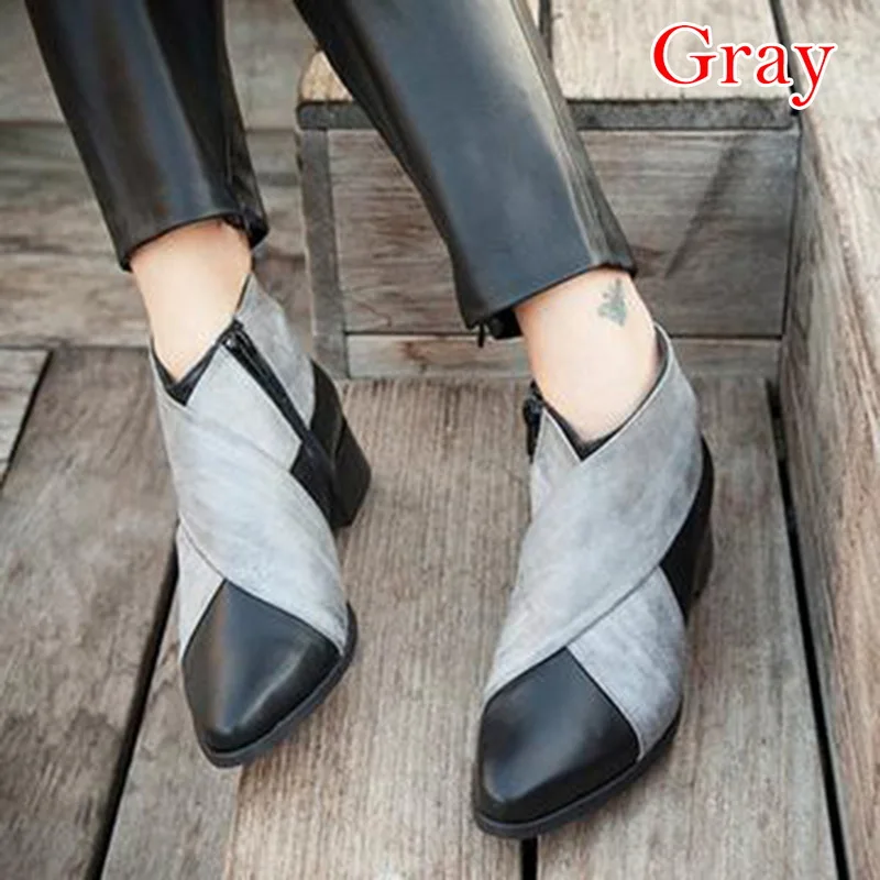 

2019 Chic Summer Women Shoes Retro High Heel Ankle Boots Female Block Mid Heels Casual Botas Mujer Booties Feminina Plus Size