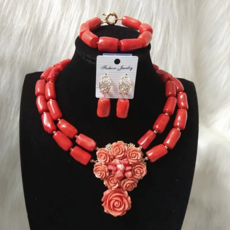 4UJewelry Африканский Свадебный Коралловые украшения набор 100% оранжевый