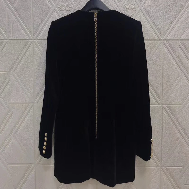 Black Mini Dress Women Elegant Sexy V-neck Button Dresses Fashion Long Sleeve Dress Women Clothing