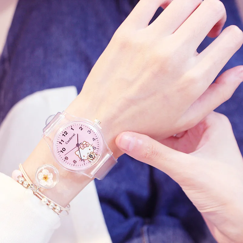 Милые розовые детские часы для девочек модные прозрачные Мультяшные детские часы вечерние подарки Детские часы наручные часы Relogio Feminino