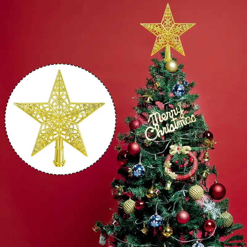 1個ゴールドシルバー中空スタークリスマスツリートップchrismtasツリー飾り新年21家の装飾ナヴィダードため出生スター用品 ツリートッパー Aliexpress