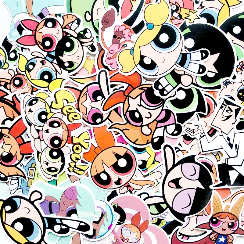 50 шт. Powerpuff девушки смешные наклейки для скрапбукинга DIY ноутбук скейтборд мотоцикл декоративные значки наклейка