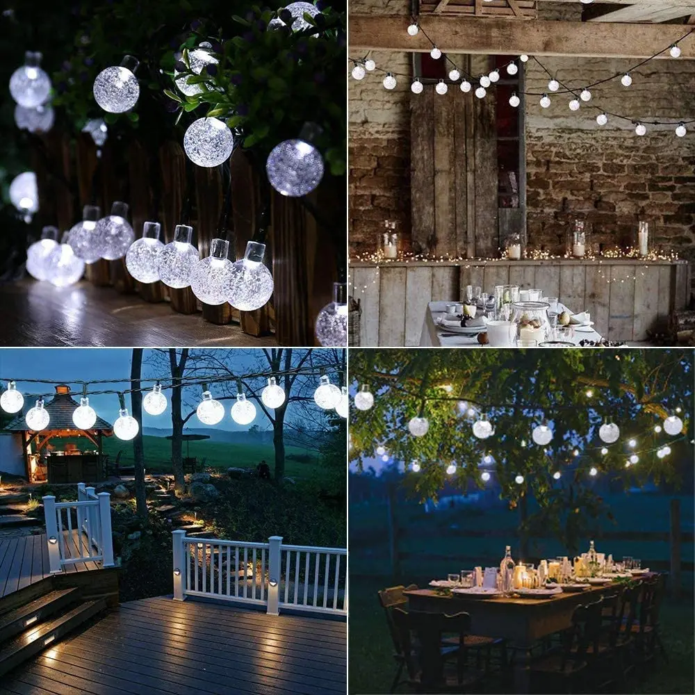 

Solar String Lights LED Solar Globe Fairy Garden Lamp Crystal Balls Outdoor Waterproof Solar Powered String Lights Decoration