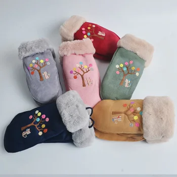 

FEIQIAOSH 2020 New Korean style boy girl children's gloves Cartoon warm skiing plus velvet thick cute mittens Gloves For 6-12T