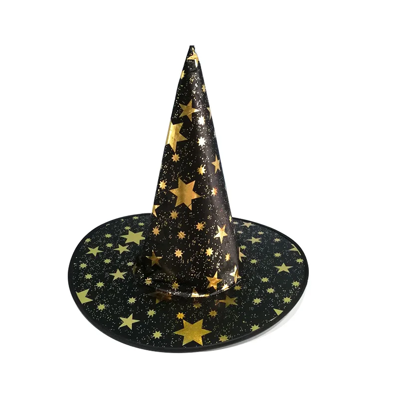 На Хэллоуин, шляпа для детей и взрослых шар для макияжа одевания бронза пятиконечная звезда волшебная Шляпа Волшебника с капюшоном в виде шляпы ведьмы