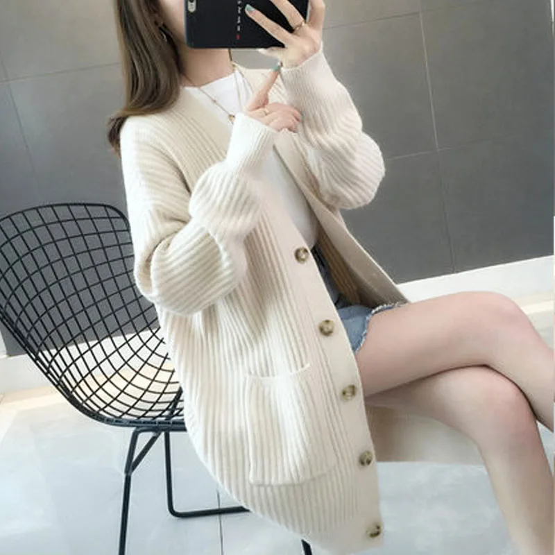 Autumn/winter Fashion Women Cardigans Long Sleeve Button Sweater Women Casual Solid Long Women Cardigan 5784 50