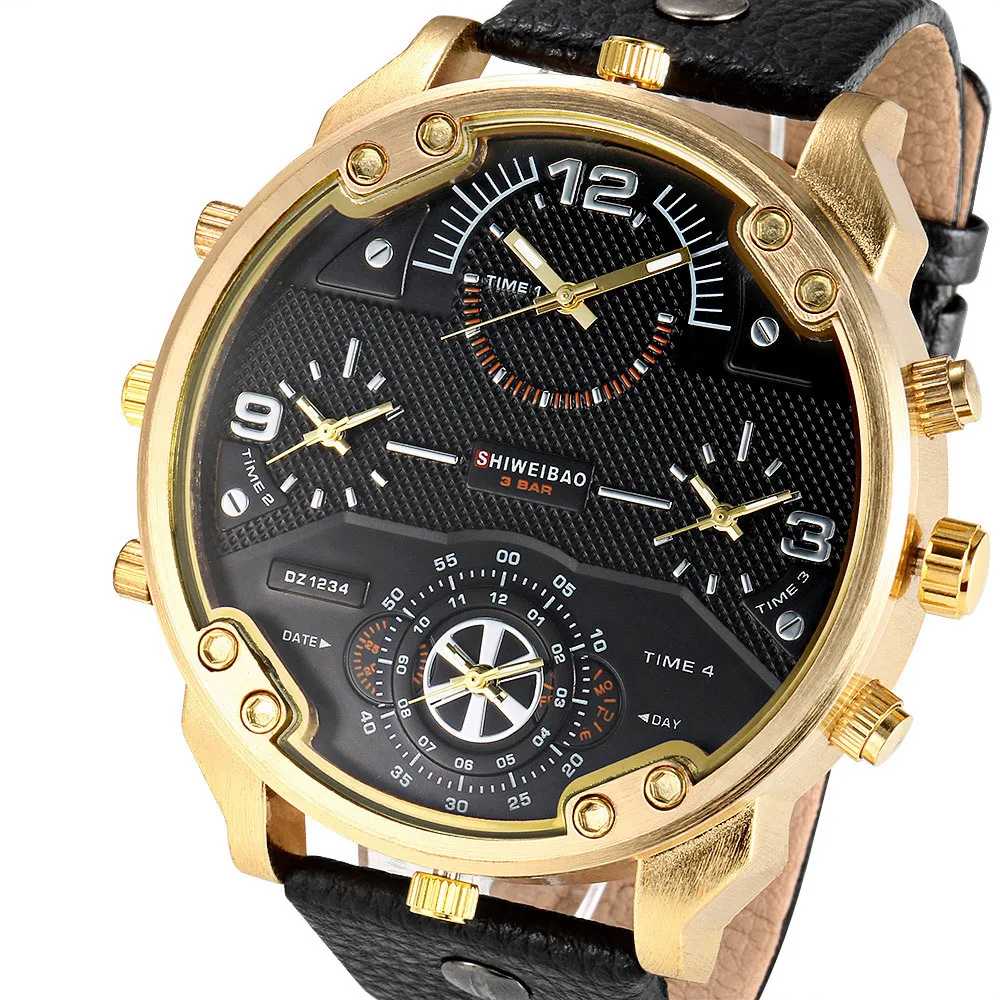 

Shiweibao Multi-Time Zone with Calendar Genuine Leather Men Business Casual Watch Hot Sales