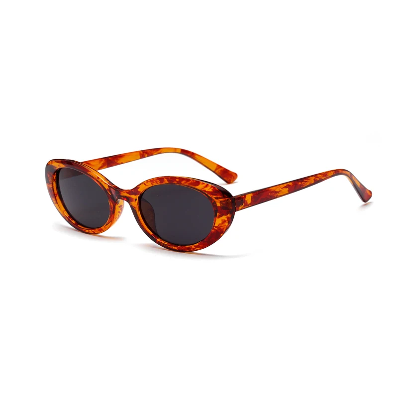 Маленькие размеры, Овальные Солнцезащитные очки для женщин, яркие цвета, модные солнцезащитные очки, розовые, желтые, фиолетовые, градиентные очки для женщин, UV400 81381 - Цвет линз: leopard