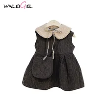 WLG/зимние однотонные Рождественские Платья До Колена без рукавов с милыми лентами для маленьких девочек тонкая хлопковая Повседневная модная одежда для маленьких девочек