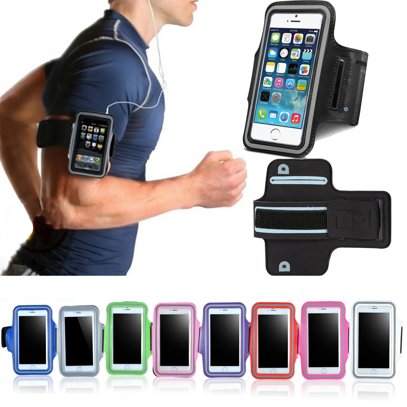 

For iPhone XS Max XR X 8 7 6S 6 Armband Case Sport GYM Running Exercise Arm Band Shockproof