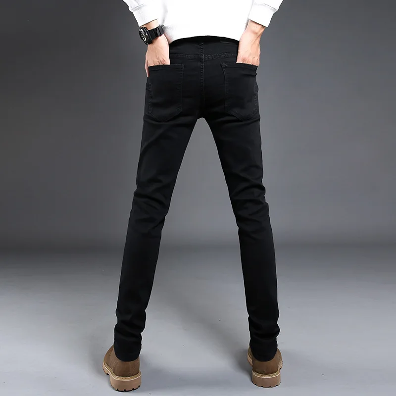

2019 New Men Classic Business Jeans Fashion Casual Primary Color Slim Fit Small Straight Male Trousers Denim Pants Brand Clothes
