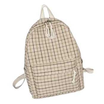 

Fresh Canvas Girl Backpack Female Mori Schoolbag Female Student Plaid Backpack