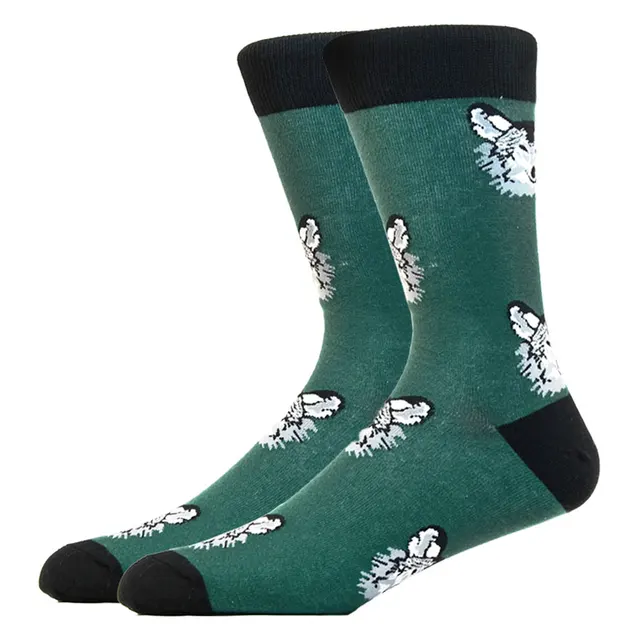 Fashion Men Happy Socks Combed Cotton Cartoon Animals Dog Cat Large Size Casual Women Cute Funny Harajuku Socks Colorful HK11041-6