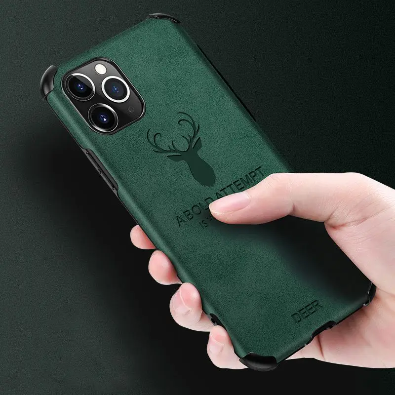 Luxury Leather Case For Iphone 6 7 8 Plus Cover Soft Silicone Iphon X XS Xr 11 Pro Max Deer Logo Anti Fall Shell | Мобильные