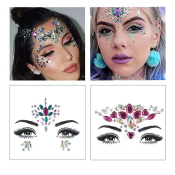 

1pc Face Makeup Rhinestone Stickers Temporary Fashion Fake Tattoo Party Masquerade DIY Body Art Decoration for Girls
