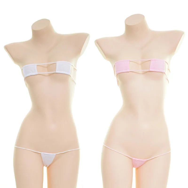 Kawaii Babydoll нижнее белье мини бикини открытый бюстгальтер микро Квадратная Крышка