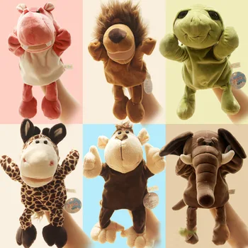 

18cm Animal Hand Puppet Cute Cartoon Elephant Plush Toys Kindergarten Story-telling Props Baby Toy Parent-Child Game Finger Doll