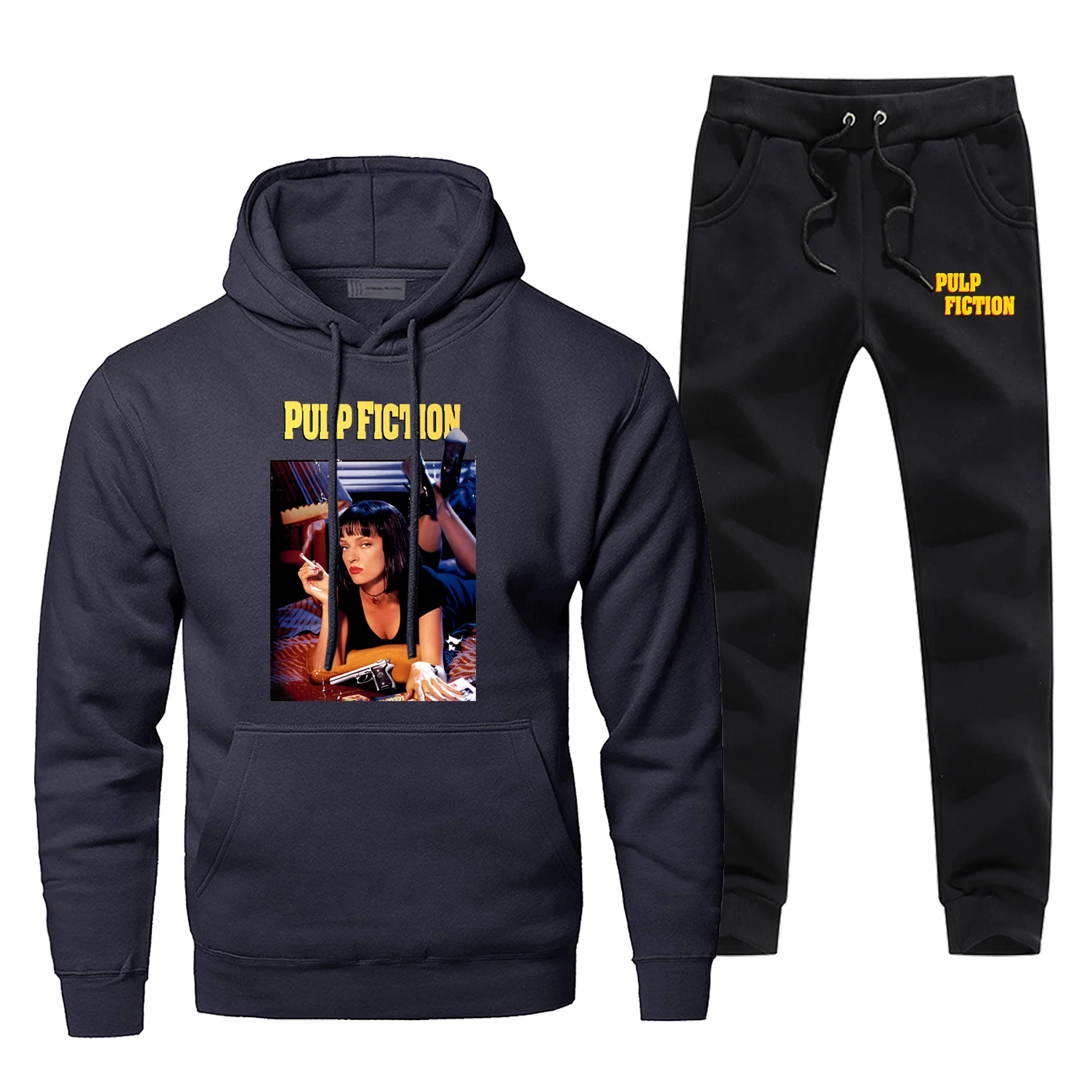 Повседневные толстовки с принтом из мультфильма «Pulp fiction», комплекты, модная мужская спортивная одежда из фильма Квентин,, зимняя спортивная одежда для спортсменов, боди, мужской комплект