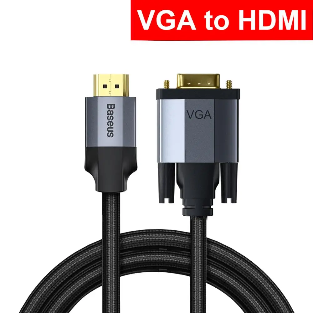 Baseus hdmi-vga кабель 1080P HD папа-папа VGA-HDMI аудио кабель-адаптер для проектора PS4 PC tv Box HDMI-VGA конвертер - Цвет: VGA to HDMI