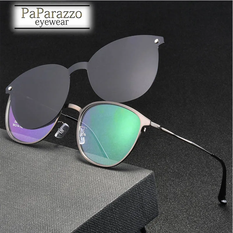 Модные магнитные клип на круглые очки с полароидным стеклом с оправа для очков от близорукости Ретро Оптический TR90 женщин оправа солнцезащитных очков