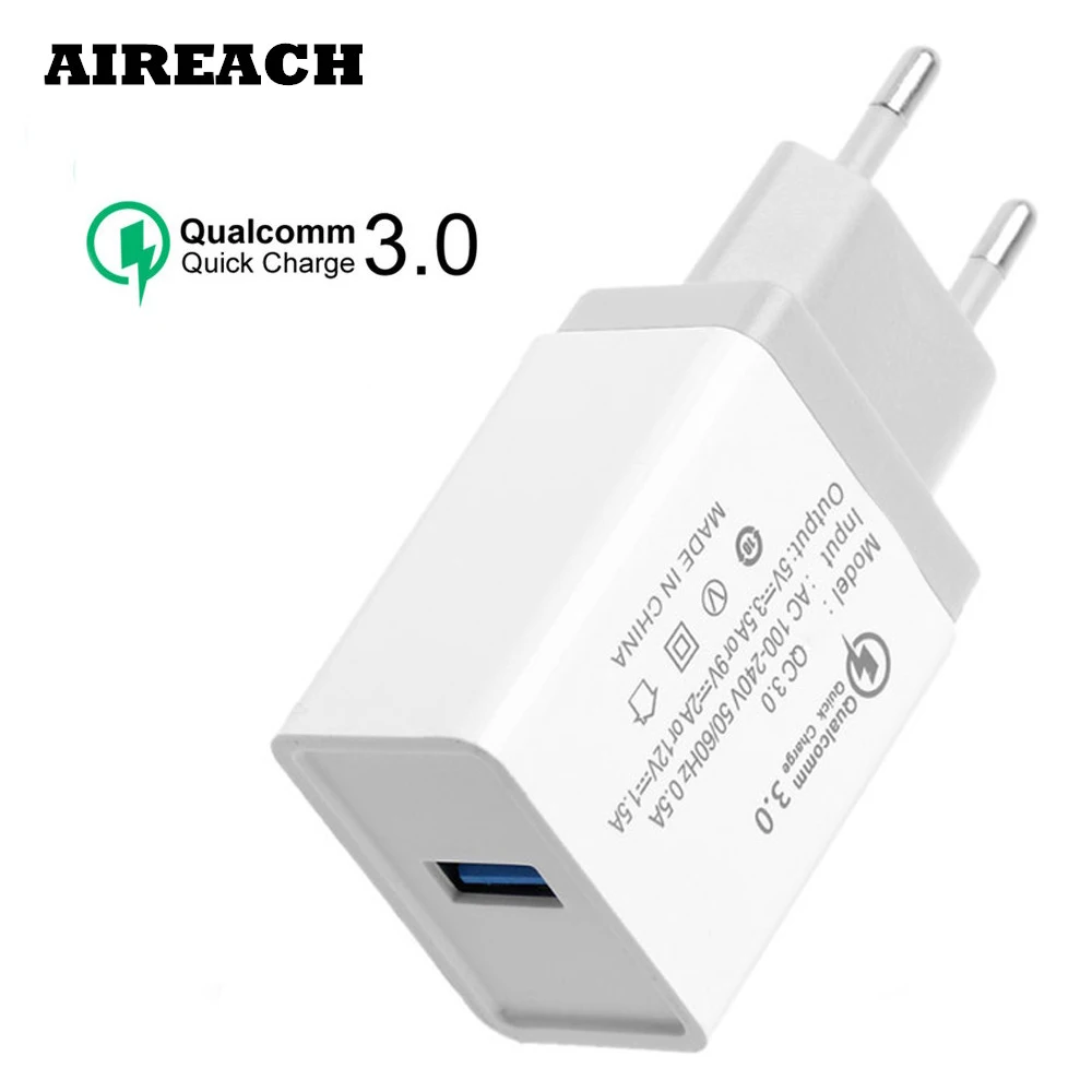 AIREACH Быстрая зарядка Qualcomm 3,0 18 Вт Быстрое Зарядное устройство USB портативное зарядное устройство для мобильного телефона для iPhone X samsung Xiaomi Mi 9
