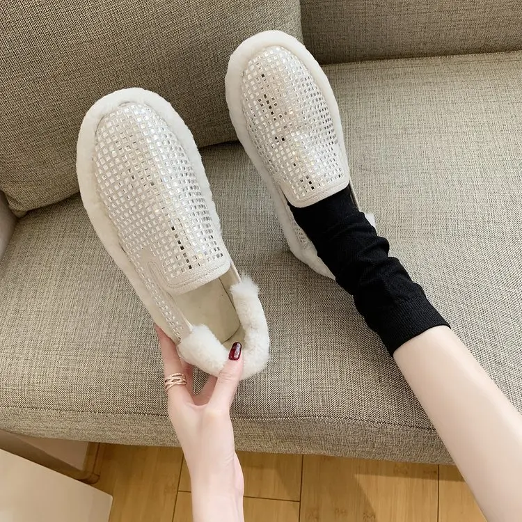 

Lazy Fluffy Shoes Women's Autumn And Winter 2019 New Style Outer Wear Fashion Network Red Thick Bottomed Lambs Wool Moccosins Ch