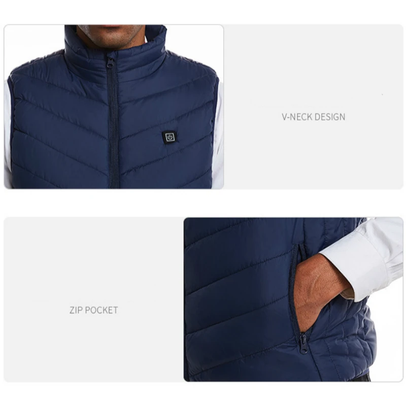  2019 New Men Women Electric Heated Vest Heating Waistcoat USB Thermal Warm Cloth Feather Hot Sale C