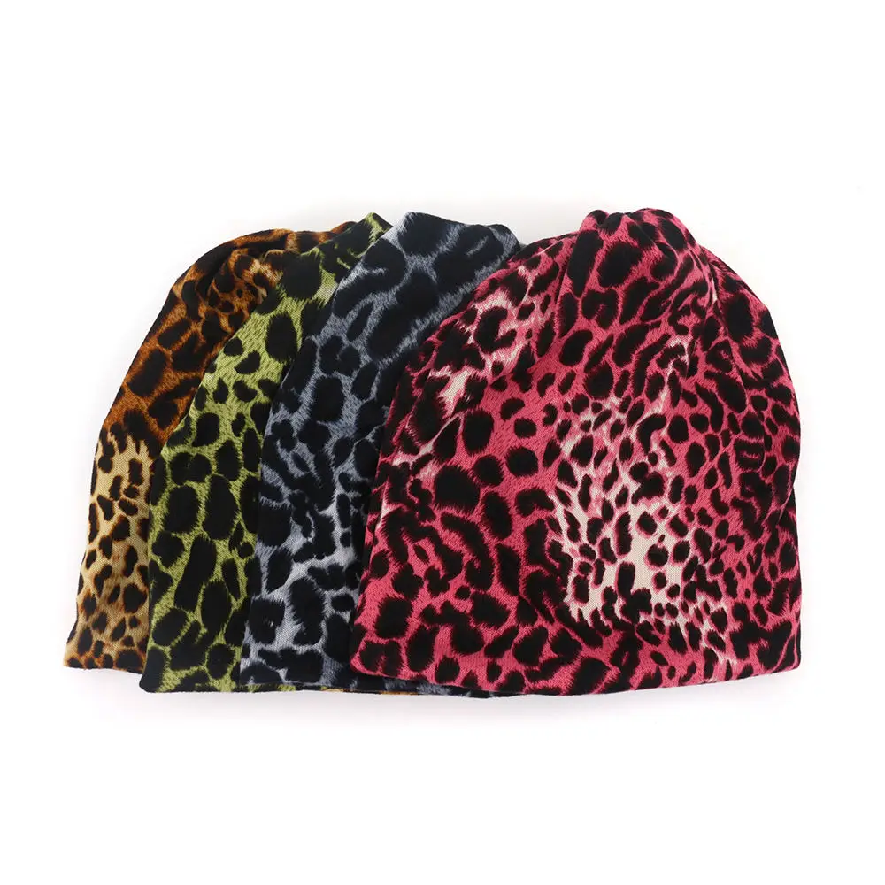 skully hat men's 2022 Fashion Women's hat Leopard hat Female Beanies Skullies Casual Polyester Leopard Scarf Cap Two Used Autumn Winter hats mens skully beanie