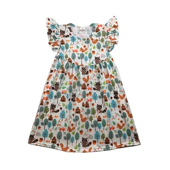

Animals pattern summer pearl dress boutique girls forest party dresses