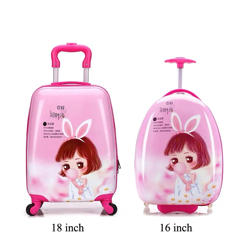 16/18 Inch Kids Cartoon Rolling Luggage Children Travel Suitcase on Wheel Trolley Luggage Carry-ons Hardside Bag for Kid Gift