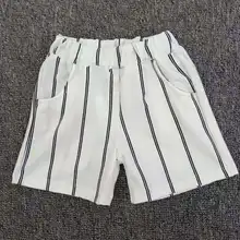 Новые стильные летние детские шорты в Корейском стиле для детей 19 лет маленькие шорты в Вертикальную Полоску для мальчиков и девочек