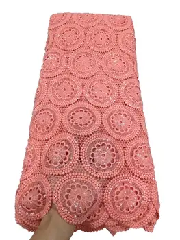 

African Cord Lace Fabric 2020 High Quality Guipure Water Soluble Lace Nigerian Lace Fabrics with sequins For Wedding Sewing