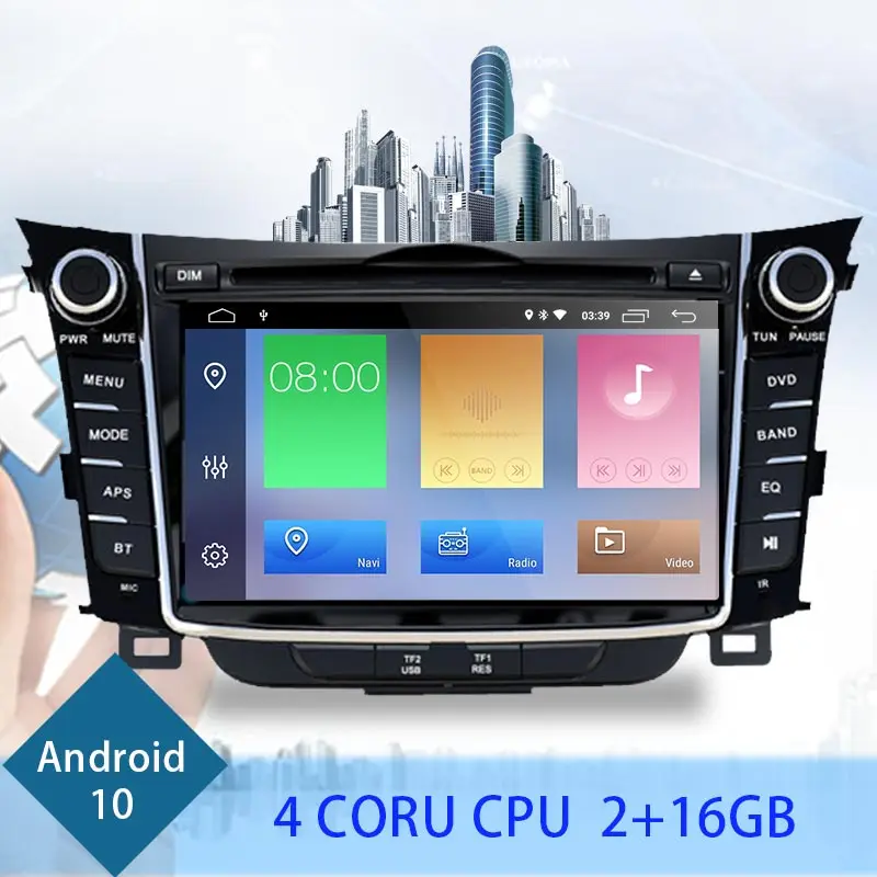 Автомобильный DVD-плеер на Android 10 0 головное устройство с GPS-навигацией для Hyundai I30