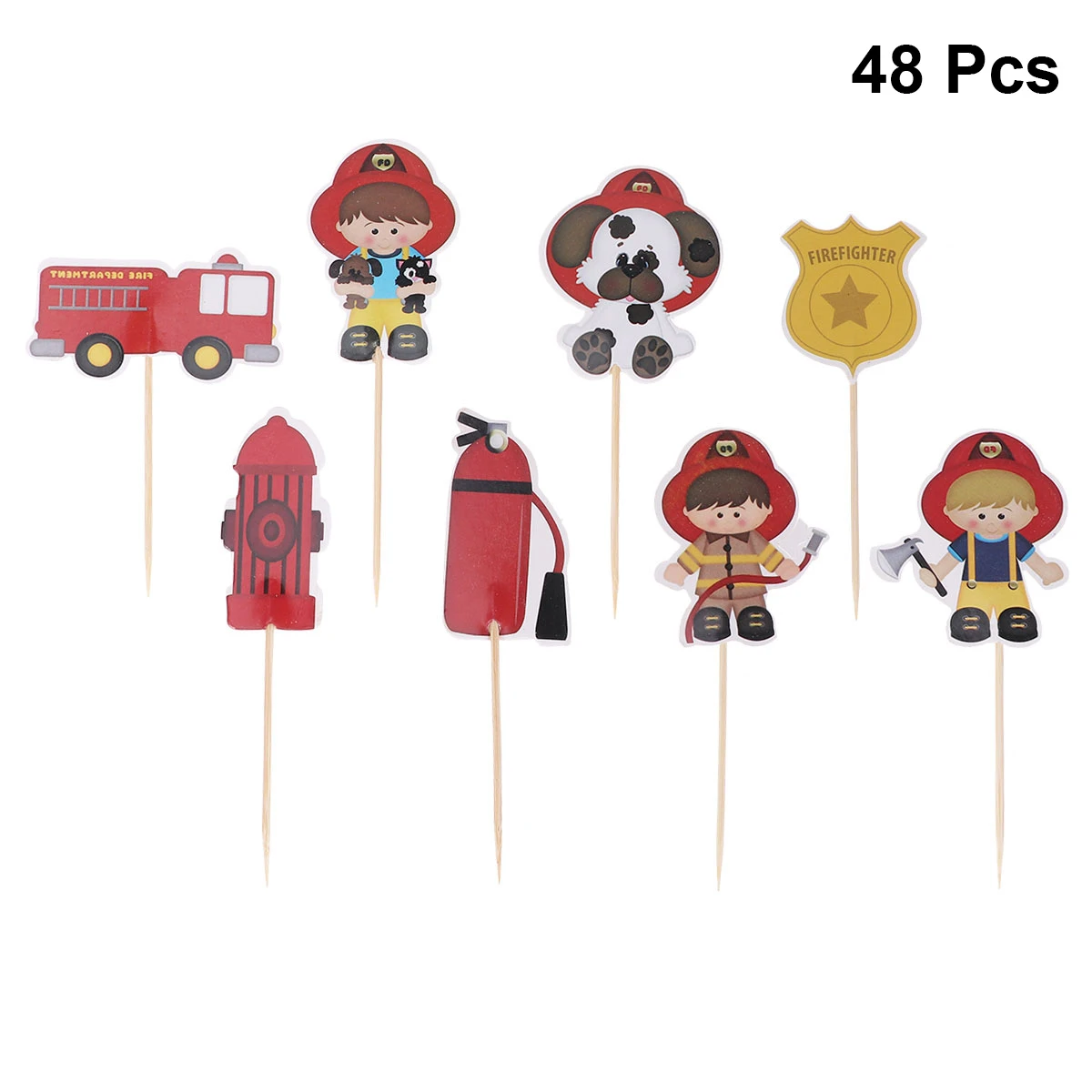Garniture De Gateau Camion Du Feu 48 Pieces Garniture De Gateau A Theme Pompier Pics De Fruits Toppers De Cupcake Garniture De Gateau Decoration De Fete D Anniversaire Pour Enfants Aliexpress