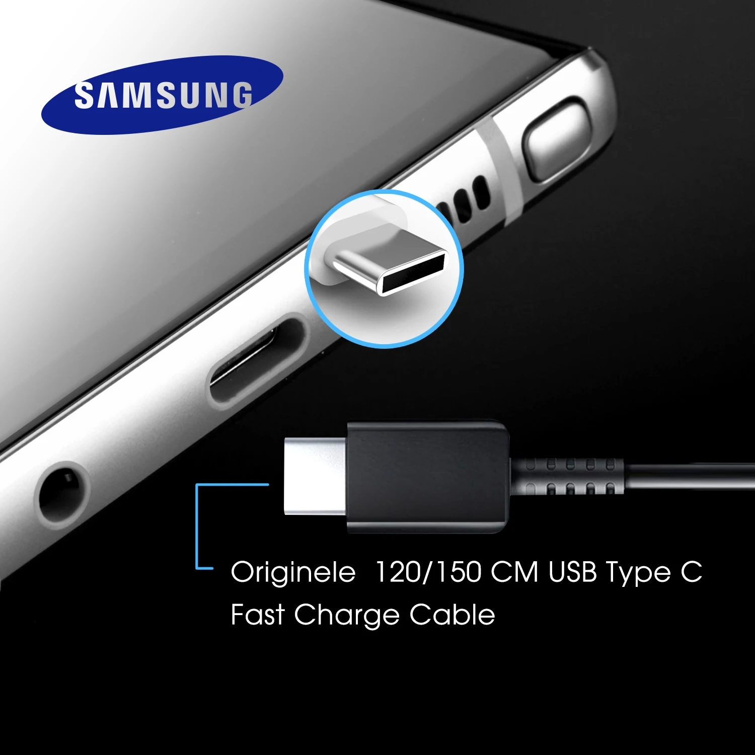 Оригинал 20/120/150 см Тип usb C быстрый заряд кабеля для передачи данных Samsung Galaxy S8 S9