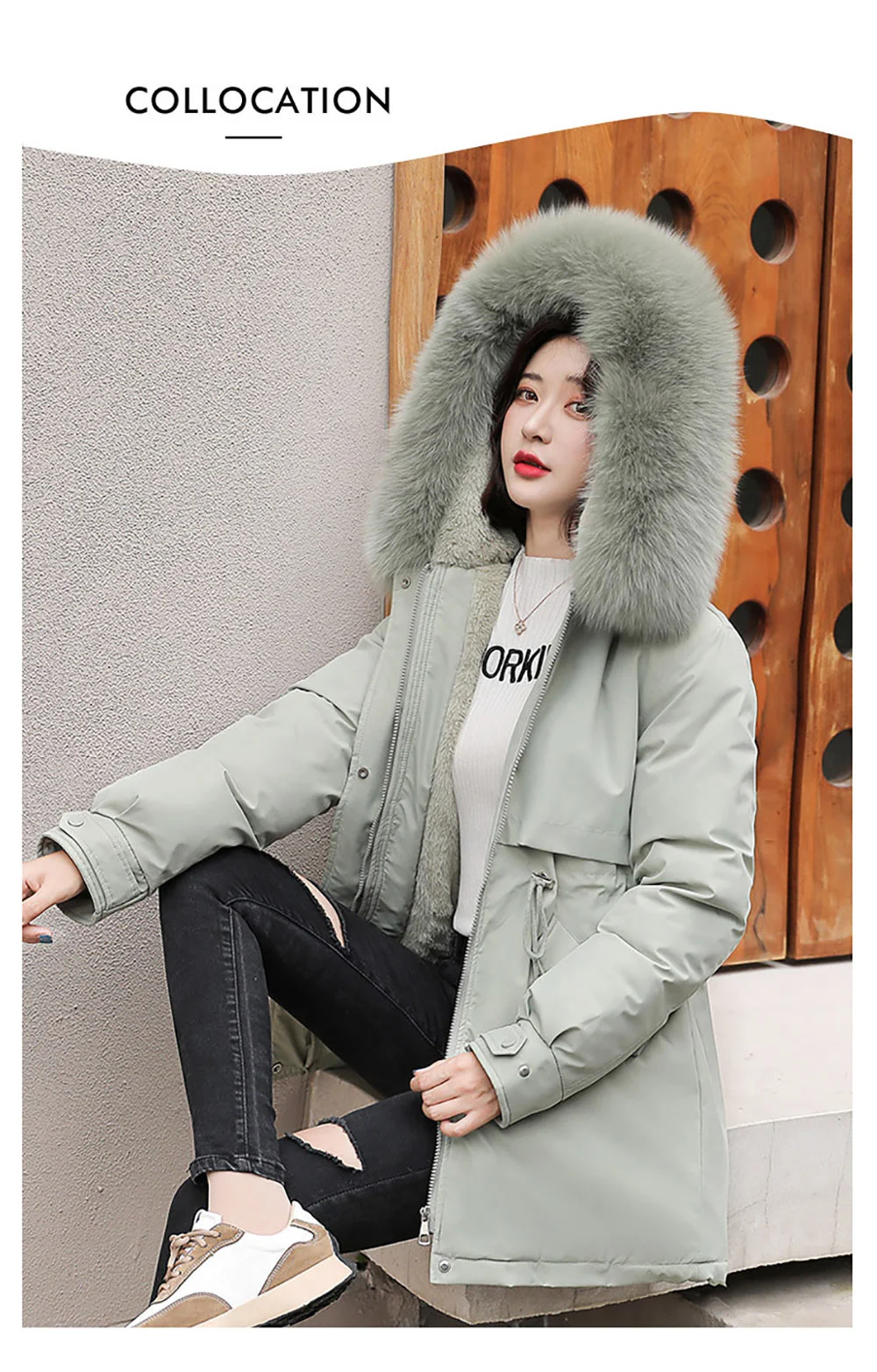 black puffer coat womens 2021 New Fashion Long Winter Coat Women Clothing Wool Liner Hooded Parkas Slim With Fur Collar Warm Winter Jacket Women petite long puffer coat