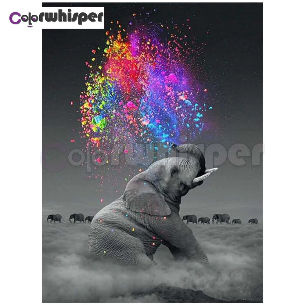 Алмазная живопись полноразмерная/круглая картина 5D со слоном алмазная вышивка