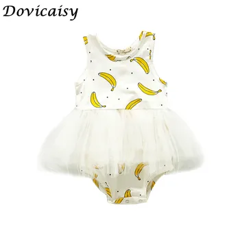 

20200 Baby Girl's SleeveLESS Bodysuit Halter Skirt With fruit Mesh Skirt Creeper Newborn Baby Girl Clothes