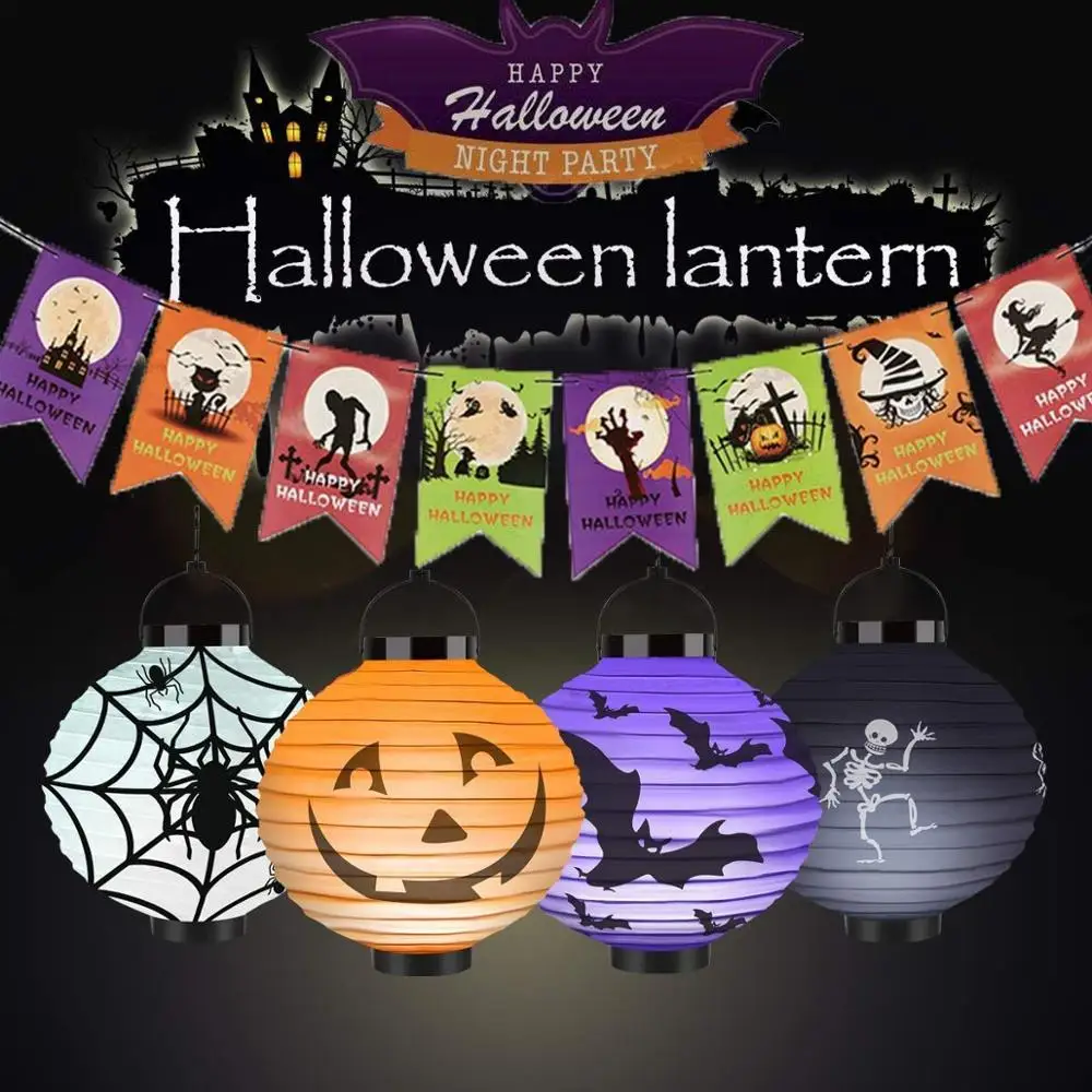 

1pc Halloween LED Hanging Paper Lantern Pumpkin Spider Bat Skeleton Light Halloween Party Decoration Indoor Outdoor Decor