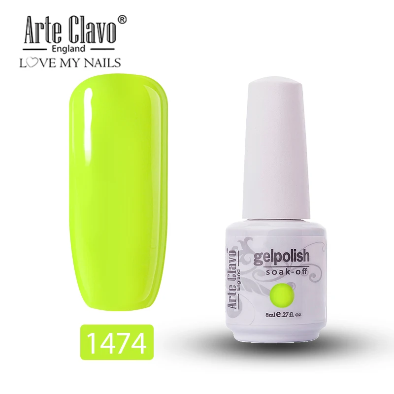 Arte Clavo 85 цветов светодиодный УФ-гель для ногтей салон 8 мл цвет ногтей верхнее покрытие дизайн ногтей гель лак Гибридный растворяемый Гель-лак маникюр - Цвет: 1474